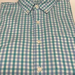 J.Crew Men's Slim Green Light Blue White Gingham Checkered Button-Down Shirt